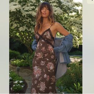 Brock Collection x HM Brown Floral Dress Lyocell